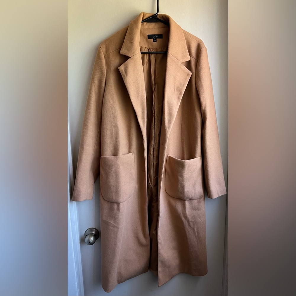 Lulu's Tan Trench Coat with Classic Lapel Design